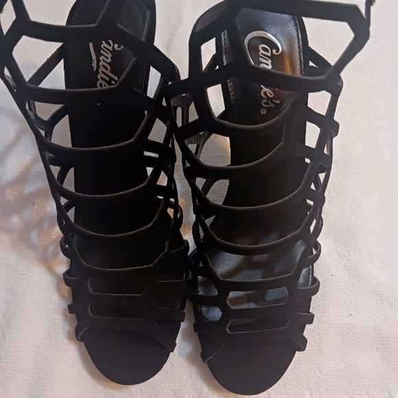 Candie's Black Caged Heels - Picture 1 of 4